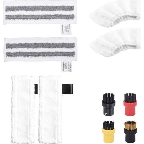Kit de 10 accessoires compatibles avec Kärcher EasyFix SC2/SC3/SC4/SC5 - Chiffons microfibres et brosses (1/5)