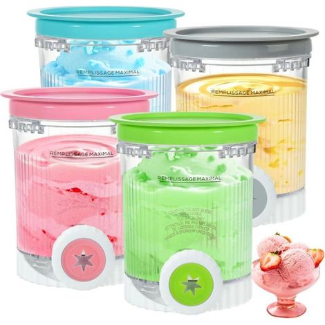 4-teiliges manuelles Eismaschinen-Set, kompatible NC701EU-Behälter, BPA-frei, zur Herstellung von hausgemachtem, handwerklich hergestelltem Eis (1/5)