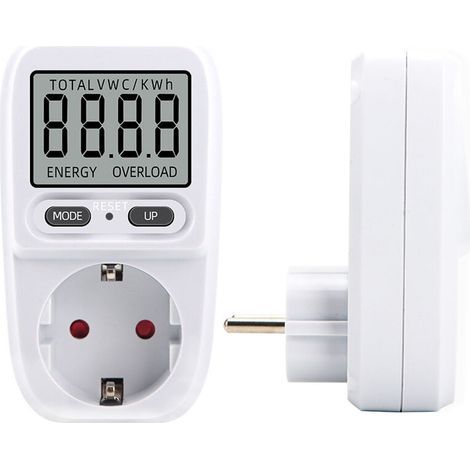 230V/16A Wattmeter, Plug-in Wattmeter Energy Meter, Energy Consumption Meter, Power Consumption Controller with LCD Display, Maximum Power 3680W (1 piece) (1/5)