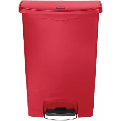 Poubelle à pédale frontale PRO 90 Litres, en polyéthylène rouge, SLIM JIM (1/3)