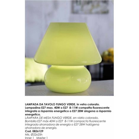 Lampada da tavolo fungo h24.8verde vetro - bizzotto (1/2)