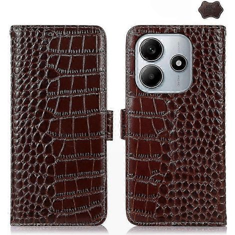 Étui en cuir de vachette véritable grain croco pour téléphone intelligent 5G, coque premium avec texture reptile, protection élégante et résistante pour votre mobile (1/4)