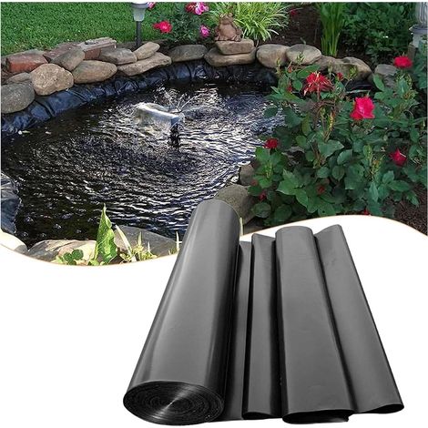 1 Bâche Bassin 12x20m, Liner PEHD 0.12mm Noir, Étanche Pour Jardin, Poisson, Cascade