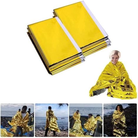Couverture de Survie 5 Pièces, 210×160cm, Réutilisable Extra Large,Couverture Thermique Or Argenté,Couvertures Thermiques d'urgence (1/4)