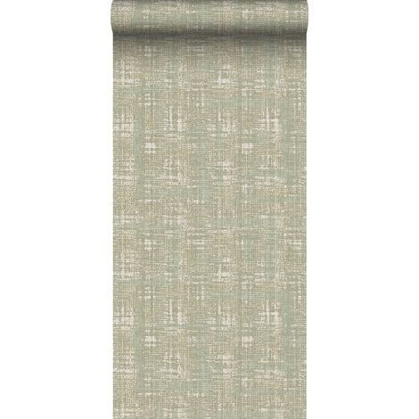papier peint effet lin vert grisé - Sanders & Sanders (1/5)