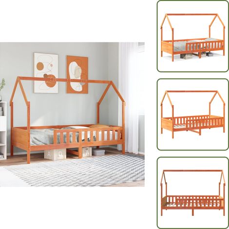 Kinderbett Hausbett Wachsbraun 90x200 cm Kiefer - Kinderbettgestell - Kinderbettgestelle - Kinderbett - Kinderbetten (1/5)