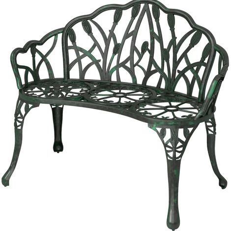 Banco de jardín de aluminio fundido verde envejecido 99 x 57 x 78 cm 2 plazas MODENUIT (1/5)