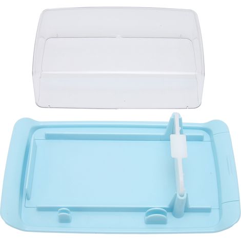 Boîte à beurre rectangulaire 2 en 1 avec compartiment à fromage intégré pour la maison, le restaurant et la cuisine (bleue) (1/5)