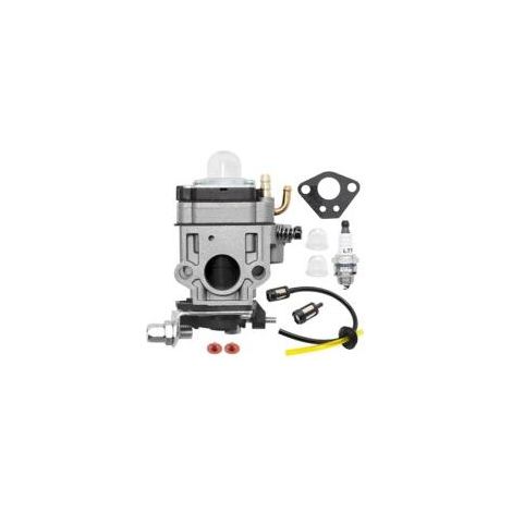 Vergaser für 52-cm³-, 49-cm³- und 43-cm³-Rasenmähermotoren Vergaser-Reparatursatz mit Dichtungen, Schläuchen, Zündkerzen und Kraftstofffilter