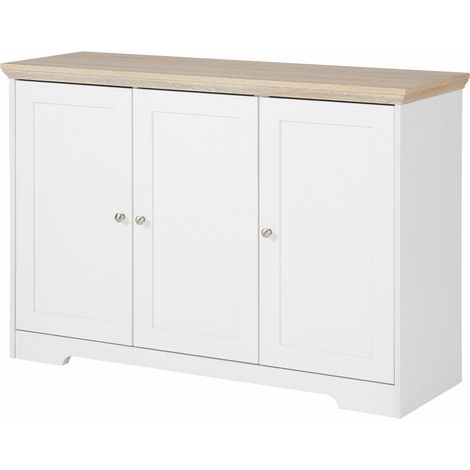 NannaBuffet avec 3 portes effet bois blanc (1/5)