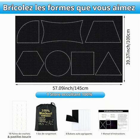 Blackout Blind No Drilling, 300 x 145 cm Blackout Window Blind, Roller Blinds for Roof Window, Window, Door, Free-Cut, Fabric Blackout Blind for Adhesives (1/4)