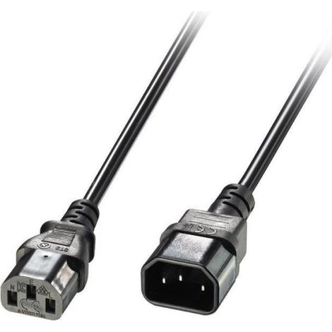 Rallonge Secteur - IEC C14 vers C13 - Câble H05-VVF 3G 1 mm² - 2 m - Noir