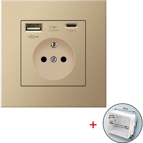 200 pièces Prise encastrée USB dorée UE murale (1/5)