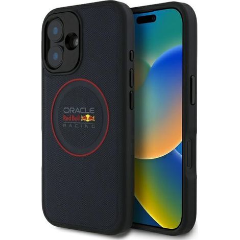 Custodia rigida Red Bull RBHMP16M24PUILVR per iPhone 16 Plus 6.7, blu navy/blu navy in pelle con anello rosso e MagSafe. (1/5)
