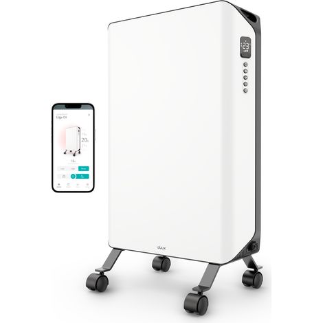 Duux Edge Oil Radiateur Bain d'huile Connecté - 1500W Radiateur Électrique avec Thermostat & mode éco - Blanc (1/5)