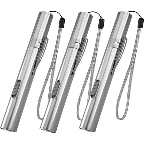Mini Lampe de poche LED USB Diagnostic Médical, Lampe de poche étanche et rechargeable en acier inoxydable avec clip de poche + câble USB pour les mécaniciens (5 pièces) (1/5)