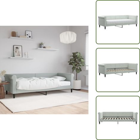 Sofá cama con terciopelo - vidaXL Sofá cama con colchón terciopelo gris claro 80x200 cm - Sofá cama moderno
