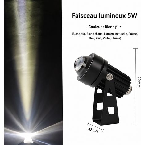 Projecteur LED COB rond extérieur 5 W lumière blanche noir sable 5w réf 6810 500 g – Livraison gratuite