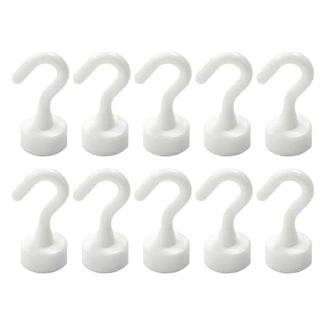 10 Pièces Crochets Magnétiques Blancs E16, Aimant Puissant pour Réfrigérateur Cuisine, Crochet Aimanté Néodyme Organisation Bureau, Accroche Tableau Sans Percer, Support Magnétique Clés - (1/5)