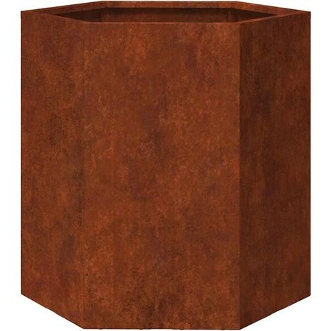Pot de fleurs en acier Corten rouillé de 40 x 40 x 45 cm (1/5)