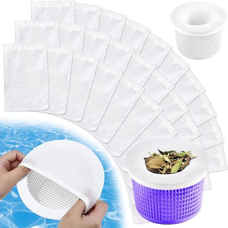 30 Pièces Pool Skimmer Socks, Filtre Skimmer Piscine, Chaussette Skimmer Piscine, Réutilisable Chaussette Filtre Piscine, Skimmer Nylon Élastique, pour Emprisonner Pollen, Feuilles, Cheveux
