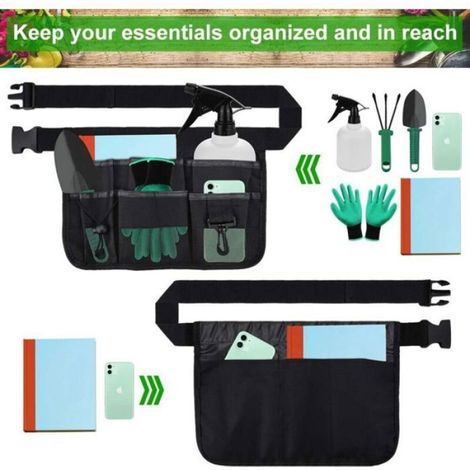Ceinture Porte-Outils - 7 Pochettes - Tissu Oxford 600D - Pour Bricolage Charpente Électricité - Noir - 1 Pièce (1/5)