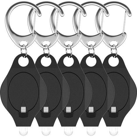 Mini lampe torche LED ultra-lumineuse portable avec mousqueton - Lot de 5 (1/5)