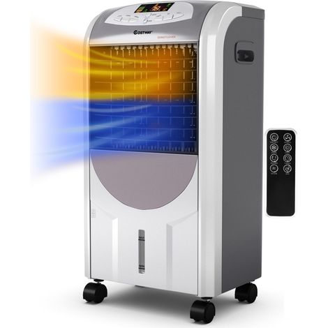 Rafraîchisseur d'Air avec Chauffage avec Télécommande 3 Vitesses Variables Minuterie 8H-Réservoir d'Eau 7L et 2 Conteneurs de Glace Gris CW8095 Maison Chic (1/3)