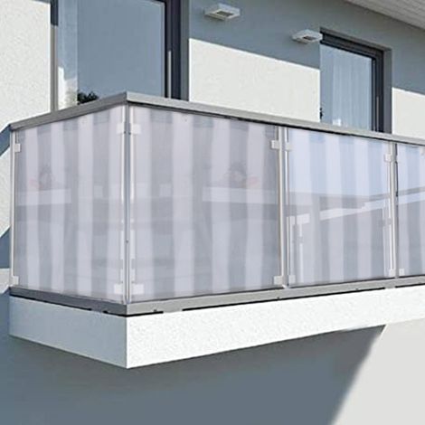 Frangivista Copertura Tenda Balcone 0,75x6 M a Righe Bianche e Grigie Coprente (1/5)
