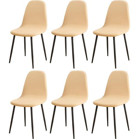 Set of 6 modern retro jacquard dining chair covers for kitchen, living room, dining room, bar, cafe (beige) (1/5)