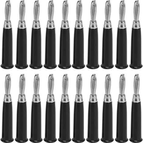 Lot de 20 fiches banane 4mm en cuivre, connecteurs croisés pour câbles audio, kit d'enceintes noir (1/5)