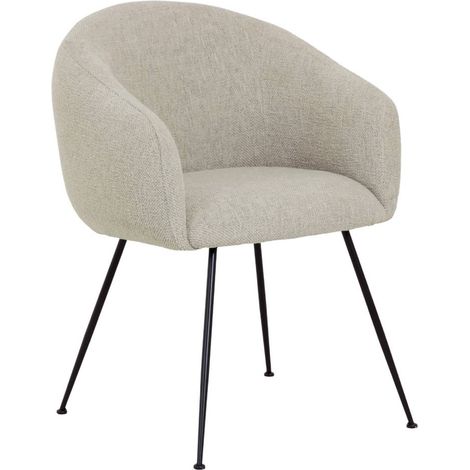 Chaise en tissu écru et pieds en métal Sandy