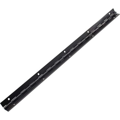 Charnière piano continue en métal, 380 x 26 x 1 mm, chromée, longue, ouverture à 270°, en fer épais noir. (1/5)