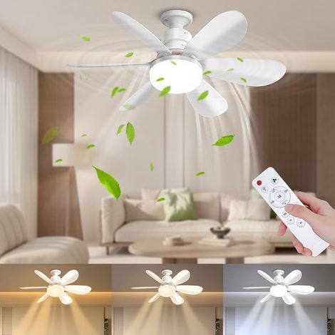 52 cm Deckenventilator mit Licht und Fernbedienung, 40 W Deckenleuchte (3000 K–6500 K) mit 3 Geschwindigkeitsstufen, leise, einstellbare Helligkeit, Timer für Schlaf- und Esszimmer (1/5)