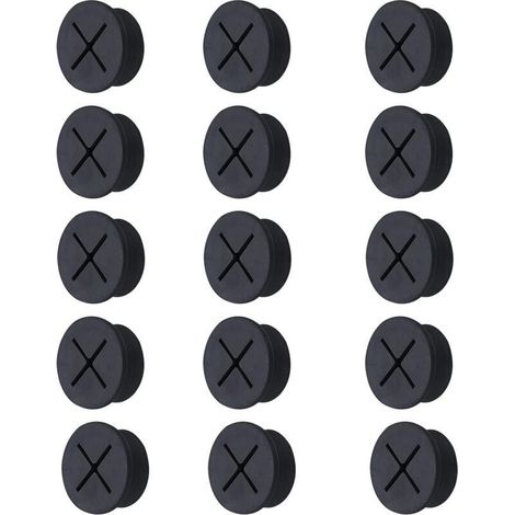 Passacavi in silicone flessibili e resistenti: 15 pezzi rotondi con occhielli per scrivanie, foro passacavo discreto e copertura antipolvere.
