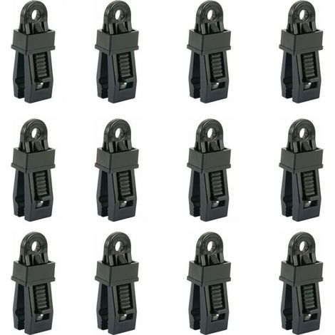 Lot de 12 pinces à bâche robustes, clip pour tente extérieure pour maintenir la bâche, le pare-soleil de voiture, la piscine (1/4)