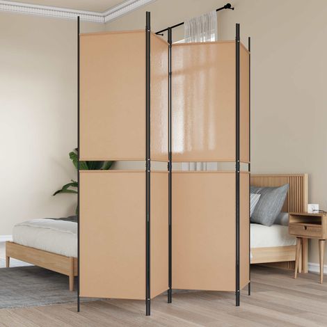 vidaXL Paravento a 4 Pannelli Beige 200 x 200 cm Tessuto
