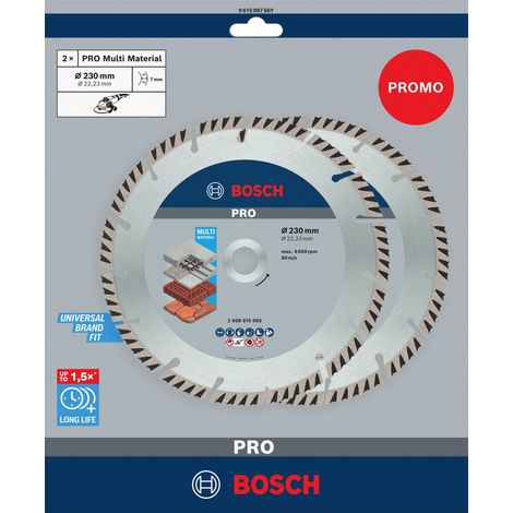 Bosch PRO Multi Material Diamanttrennscheibe, 230 x 22,23 mm, 2 Stück