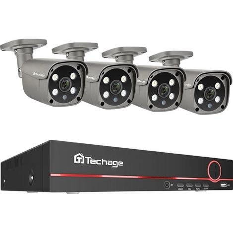 Système de Caméra de Sécurité, 8 Canaux, Audio Bidirectionnel, 8CH 4Pcs 5MP Caméra-c, 3T(sports de plein air)-e (1/2)