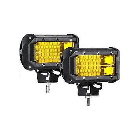 SZTXJ 2er-Pack LED-Lichtleiste, wasserdicht, 5 Zoll, 72 W, 24 LEDs, Flutlicht, gelbe Offroad-Scheinwerfer, Nebelscheinwerfer, Arbeitsscheinwerfer für Geländewagen, Jeeps, ATVs, UTVs und SUVs