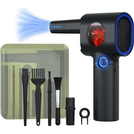 ATEngeus Souffleur Air Comprimé, Dépoussiérants Puissants électrique à vitesse continue avec étui de rangement, Air Comprimé avec LED, Souffleur nettoyeur de clavier pour voiture, PC, maison (1/5)