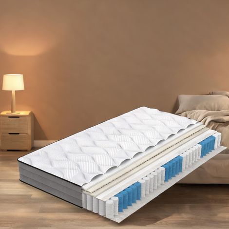 Matelas coloris blanc gris en foam Spring 200 x 90 x 20 cm (1/5)
