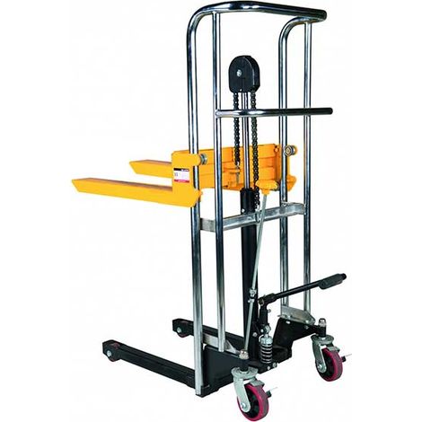 Mini Impilatore manuale 400 kg - Sollevamento massimo 850 mm - Forche 650x550 mm - piano rimovibile - Impilatore trasportabile - 1840044080