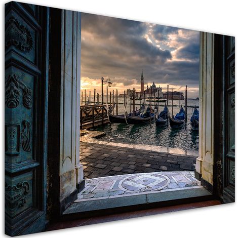 Tableau déco Vue de Venise et des gondoles 90x60 (1/5)