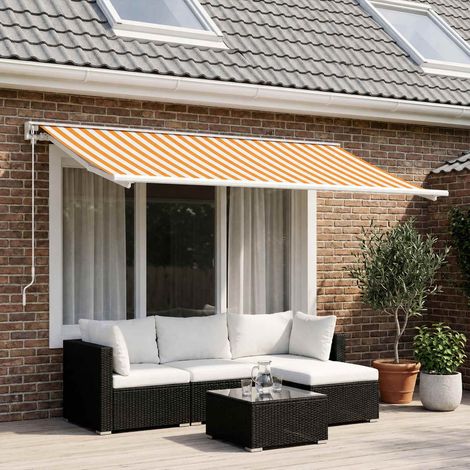 vidaXL Tela de Repuesto para Toldos Amarillo y blanco 400 x 350 cm (1/5)