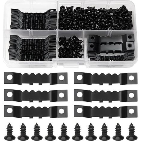 85 Crochets à Dents de Scie + 170 Vis pour Cadres Photo Toile Peinture, Noir (45 x 8 mm) (1/4)