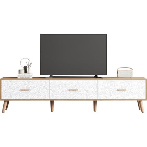 Panneau bas vintage TV,placard TV en bois - salon chambre à coucher,bois clair,panneau de porte blanc vintage grain,1503539cm (1/5)