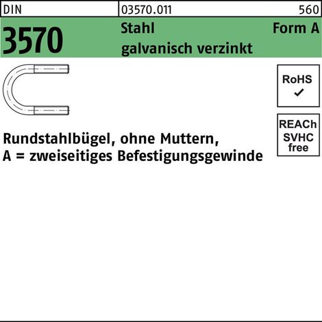 DIN 3570 Rundstahlbügel Stahl A 332 / NW 300 M 20 gal