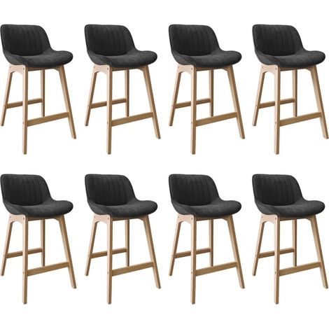 Lot de chaises NORDEN de bar en chêne et tissu velours côtelé H65cm