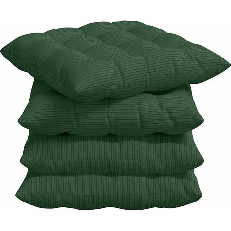 Seat Cushions 4 pcs Dark Green 40 x 40 x 6 cm Corduroy Fabric vidaXL